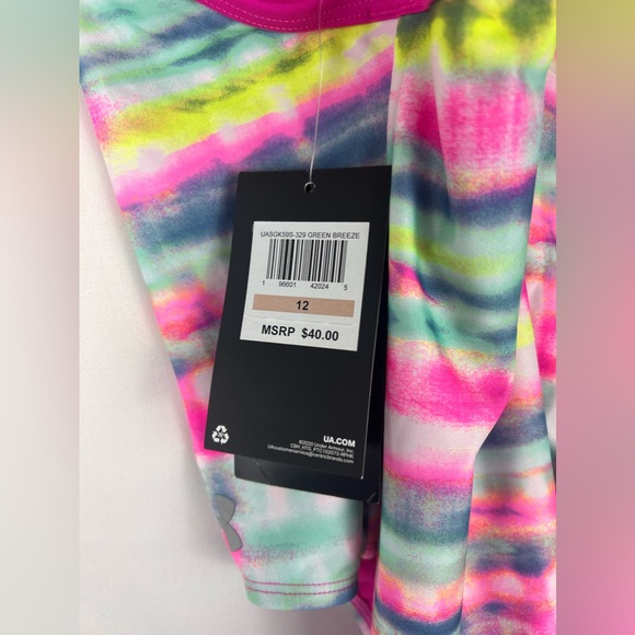 NWT Girls' UA Stripe Dash One-Piece Swimsuit - Picture 5 of 7